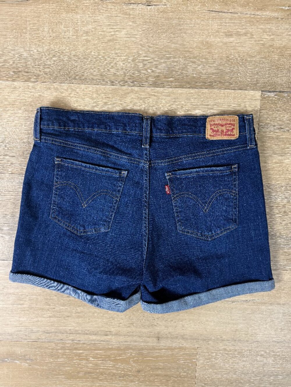 Levi's Mid Length Dark Indigo Wash Cuffed Denim Shorts | 32 - Picture 2 of 5